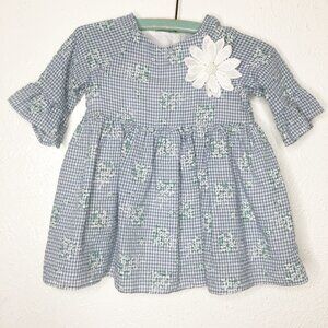 PIPPA & JULIE FLORAL GINGHAM BELL SLV DRESS 12M